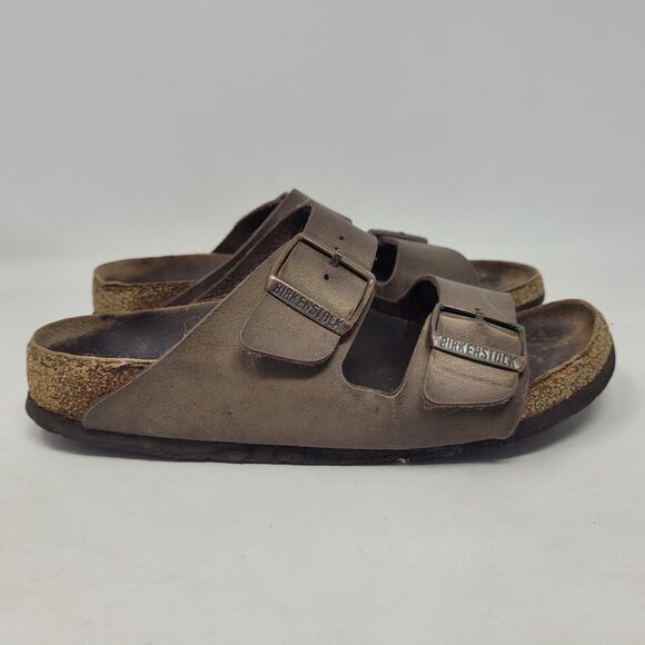 Birkenstock Sandals Womens EU37 US6 Arizona Brown Birko-Flor Slides Comfort - Picture 2 of 11